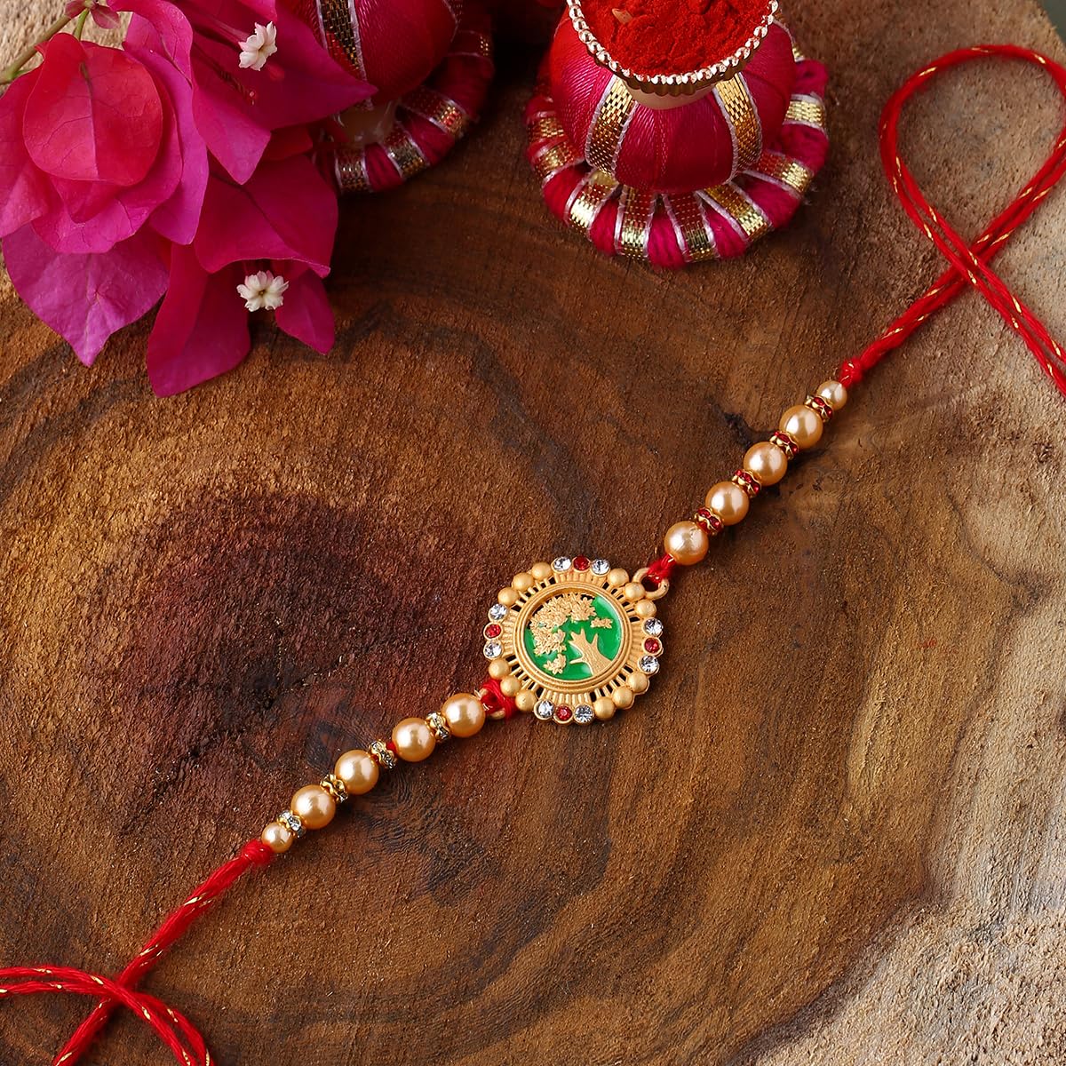 Beaded Enamel Rakhi with Roli Chaawal Pack